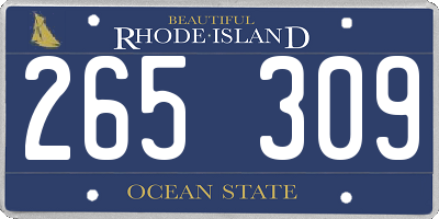 RI license plate 265309