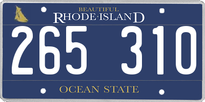 RI license plate 265310
