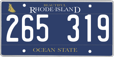 RI license plate 265319