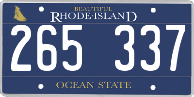 RI license plate 265337