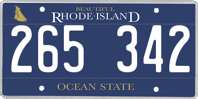 RI license plate 265342