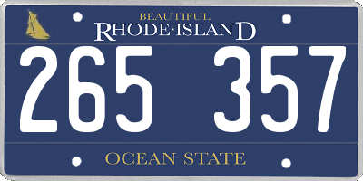 RI license plate 265357