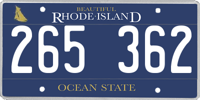 RI license plate 265362