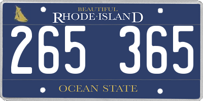 RI license plate 265365