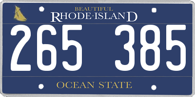 RI license plate 265385