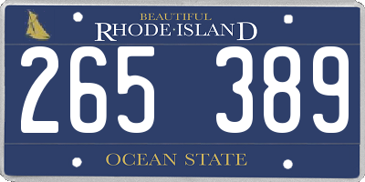 RI license plate 265389