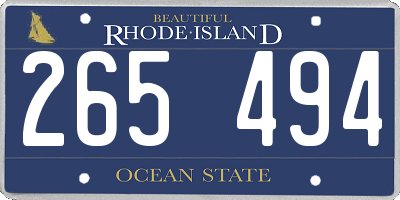 RI license plate 265494