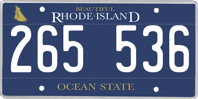 RI license plate 265536