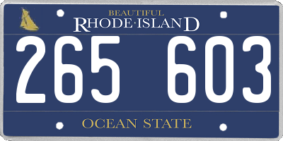 RI license plate 265603