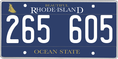 RI license plate 265605