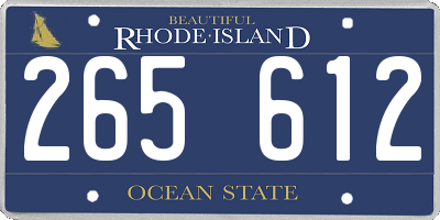 RI license plate 265612