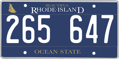 RI license plate 265647