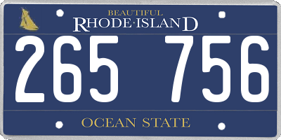 RI license plate 265756