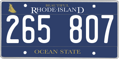 RI license plate 265807
