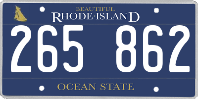RI license plate 265862