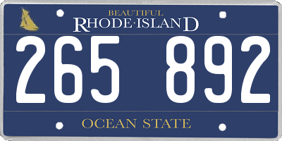 RI license plate 265892