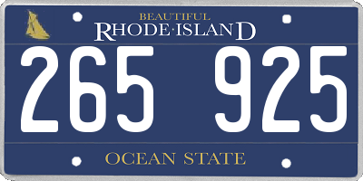 RI license plate 265925