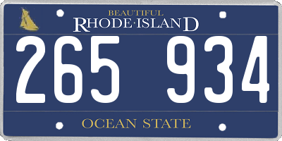 RI license plate 265934