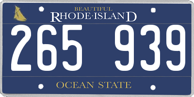 RI license plate 265939