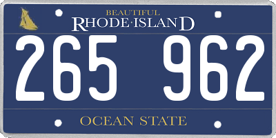 RI license plate 265962