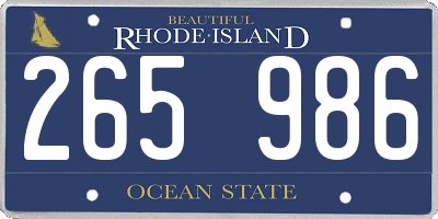 RI license plate 265986