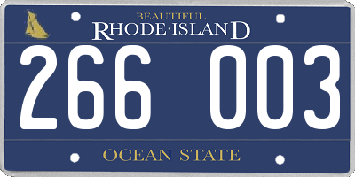 RI license plate 266003