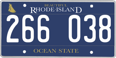 RI license plate 266038