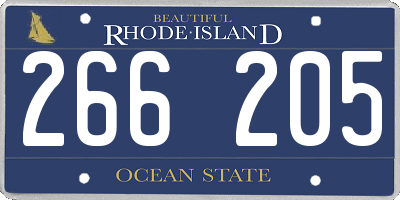 RI license plate 266205