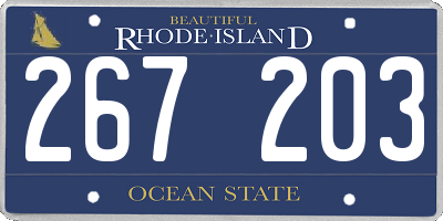 RI license plate 267203