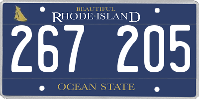 RI license plate 267205