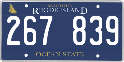 RI license plate 267839