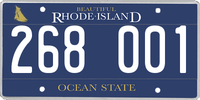 RI license plate 268001
