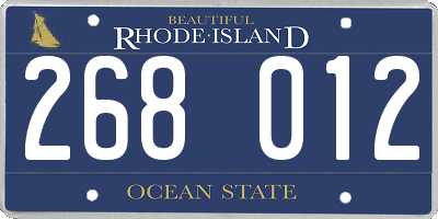 RI license plate 268012