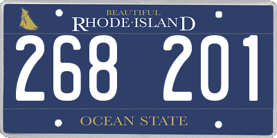 RI license plate 268201