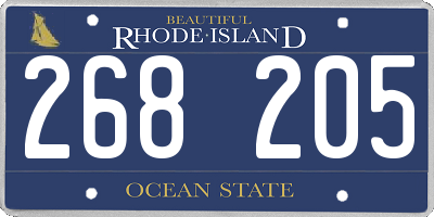 RI license plate 268205