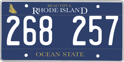 RI license plate 268257