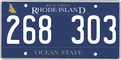 RI license plate 268303