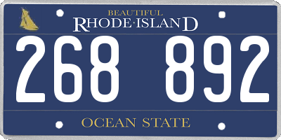 RI license plate 268892