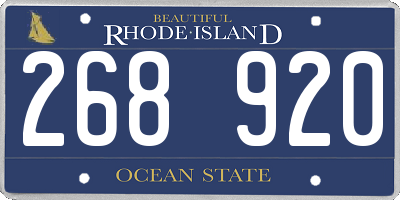 RI license plate 268920