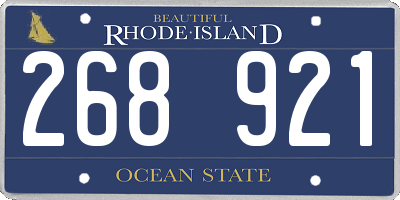 RI license plate 268921