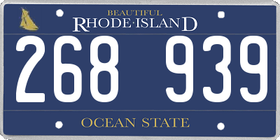 RI license plate 268939
