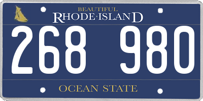 RI license plate 268980