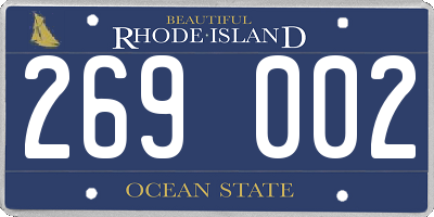 RI license plate 269002