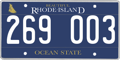 RI license plate 269003