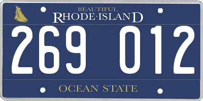 RI license plate 269012