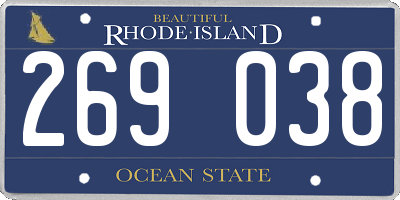 RI license plate 269038