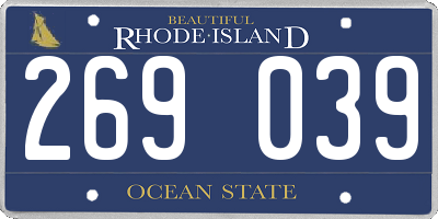 RI license plate 269039