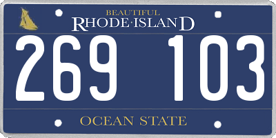 RI license plate 269103