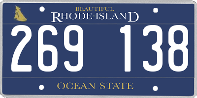 RI license plate 269138