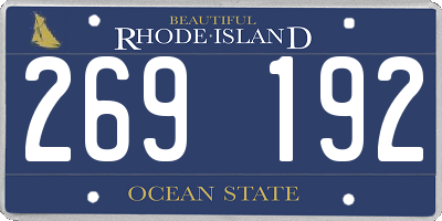 RI license plate 269192